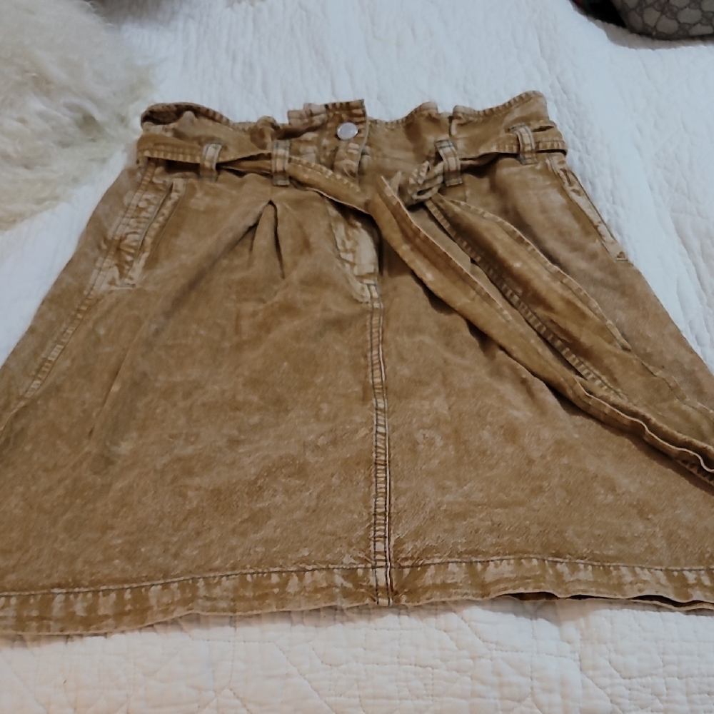 Anthropologie Pilcro Tan Skirt with Belt Size 2